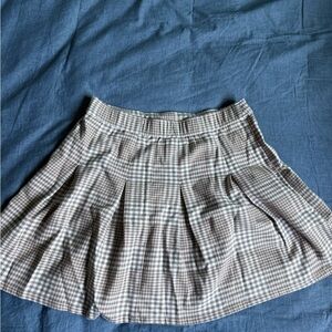Hollister Checkered Mini Skirt in Brown and White